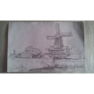 Maynard George Willoughby 1843-1923 Amerikaans Tekening - studie - houtzaagmolen Noordendijk - Dordrecht