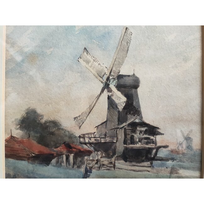 Nesbitt Frances  c.1864-1934 - Aquarel - Paltrokmolen (houtzaag) De Houtkloover - Dordrecht