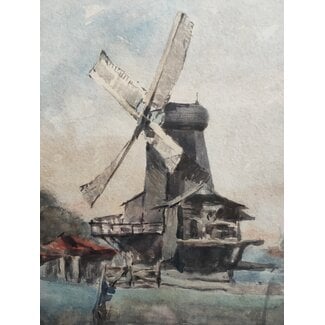 Nesbitt Frances  c.1864-1934 Aquarel - Paltrokmolen (houtzaag) De Houtkloover - Dordrecht