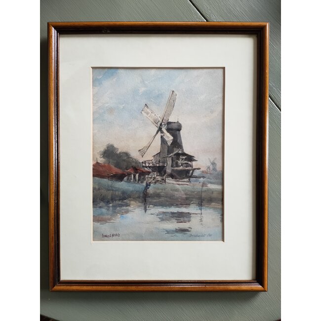 Nesbitt Frances  c.1864-1934 - Aquarel - Paltrokmolen (houtzaag) De Houtkloover - Dordrecht