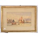Robins Thomas Sewell 1810-1880 Brits Aquarel - Zicht op Dordrecht vanaf de Beneden Merwede