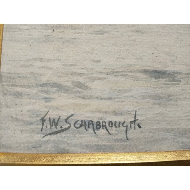 Scarbrough Frederick William 1860-1939 Brits - Aquarel - "On a Dutch river"