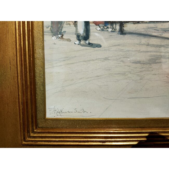 Smith Francis Hopkinson 1838-1915 Amerikaan - Aquarel - Dordrecht - Nieuwe haven en Aardappelmarkt