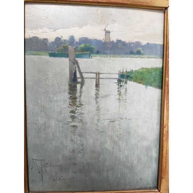 Tkachenko, Mikhail Stepanovich 1860 - 1919 - Oekraïne - Olieverf - Riviergezicht Dordrecht