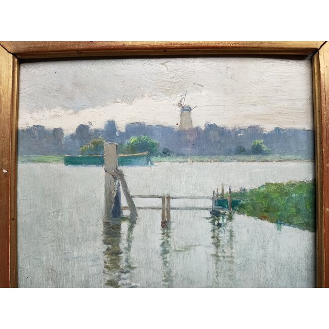 Tkachenko, Mikhail Stepanovich 1860 - 1919 - Oekraïne - Olieverf - Riviergezicht Dordrecht