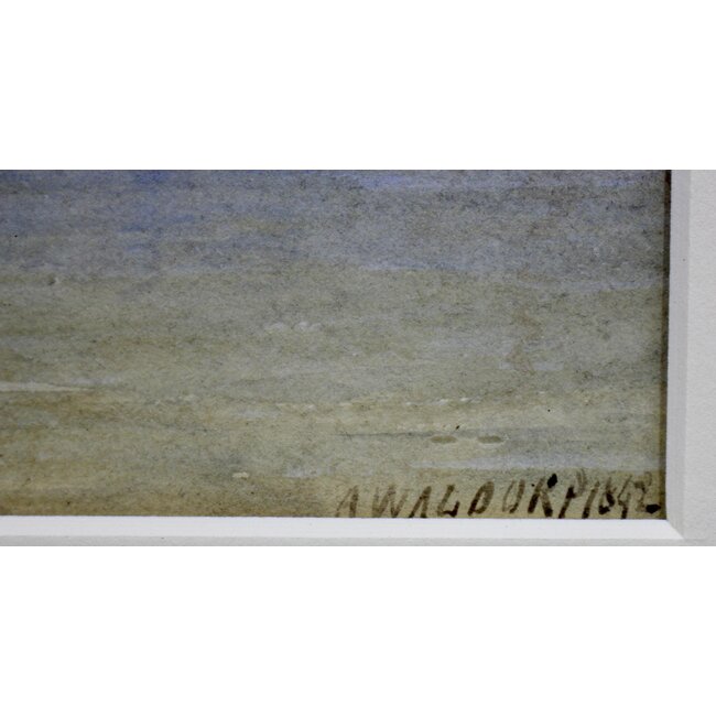 Waldorp Antonie 1802-1866 - Nederland - Aquarel - Zicht op Dordrecht vanaf de Oude Maas