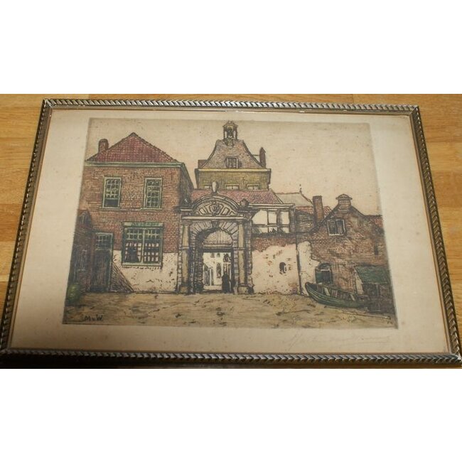 Waning Martin van 1887-1972    Gijsbertus Martinus Wilhelmus Franciscus 'Martin' van Waning - Ets - Riedijkspoort - Dordrecht