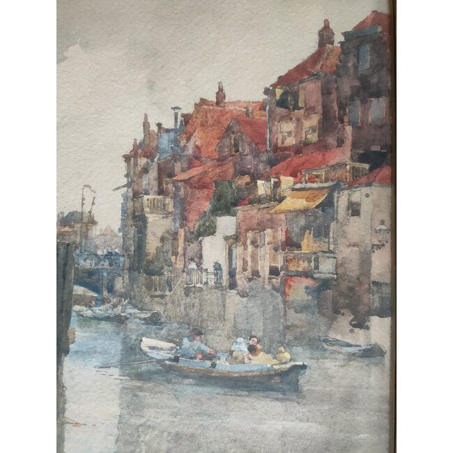 Watson Charles John 1846-1927 Brits Aquarel - Dordrecht - Wijnhaven