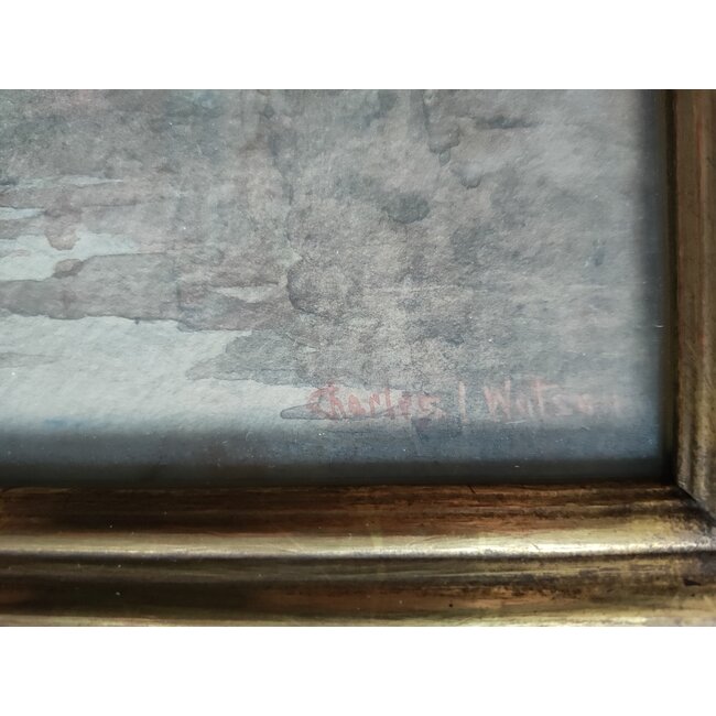 Watson Charles John 1846-1927 Brits Aquarel - Dordrecht - Wijnhaven