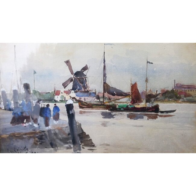 Haite Georges Charles 1855-1924 - Zicht op Zwijndrecht vanaf Dordrecht