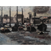 Pijnacker-Hordijk Cornelia (Coks)  1904-1971 Olieverf -  Schepen voor anker in de Maas - Dordrecht