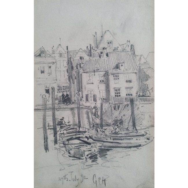 Haite Georges Charles 1855-1924 - Schetsboek/tekening - Haven Dordrecht