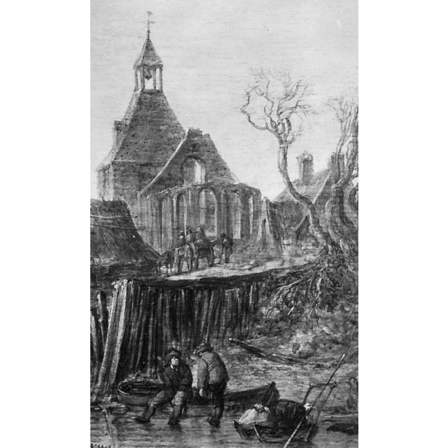 Goyen Jan van 1596-1656 - Tekening Papendrecht ter hoogte van de Kerkbuurt