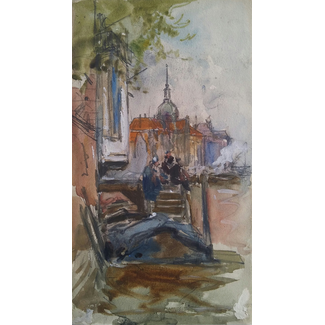 Haite Georges Charles 1855-1924 Schetsboek/Aquarel - Wijnhaven - Groothoofdspoort - Dordrecht