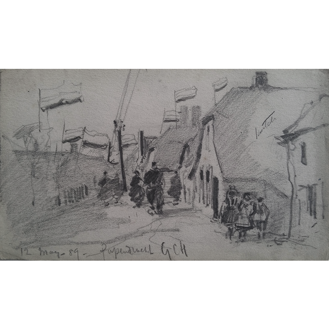 Haite Georges Charles 1855-1924 - Schetsboek/Tekening - Papendrecht - Koningsdag