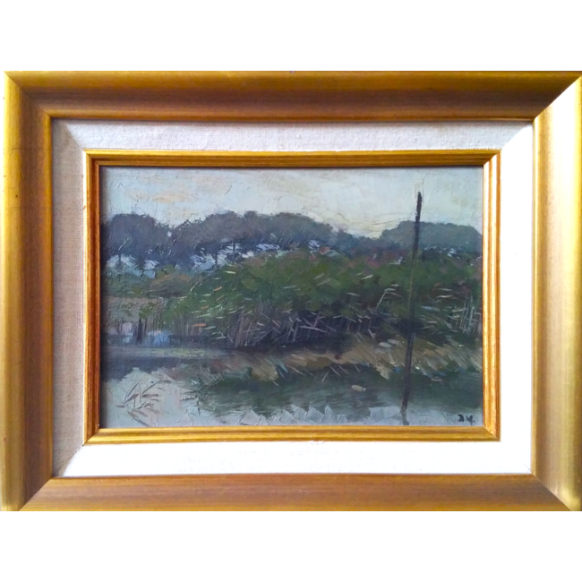 Mühlhaus Daniel (Daan) 1907-1981 - Olieverf - Biesboschkreek met rietschelven en bomen