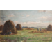 Mühlhaus Daniel (Daan) 1907-1981 Olieverf - Hooiende boeren op een uiterwaard.
