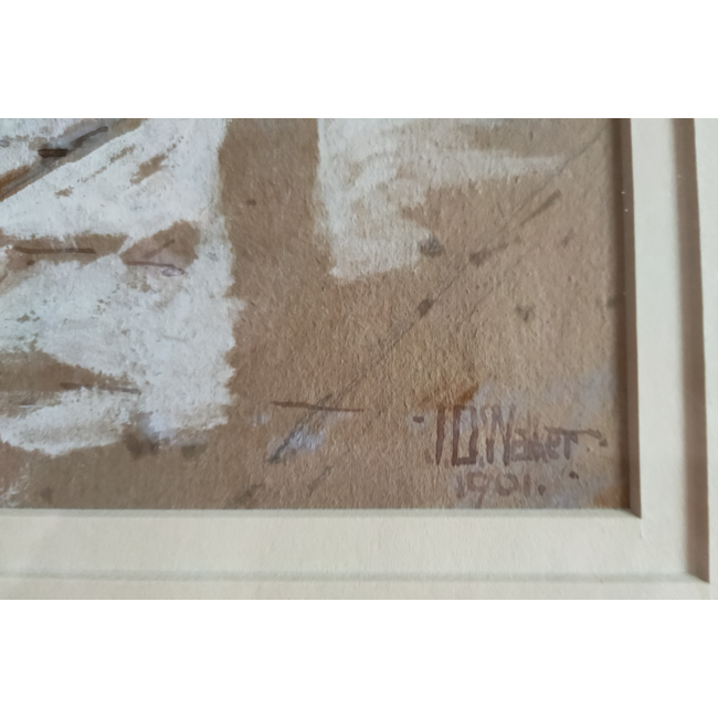 John Doddy Walker 1863-1925 - Aquarel - Dordrecht - Kuipershaven vanaf de Wolwevershaven