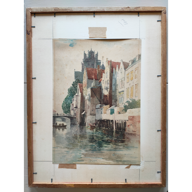 George Ernest 1839-1922 Aquarel - Voorstraathaven - Dordrecht