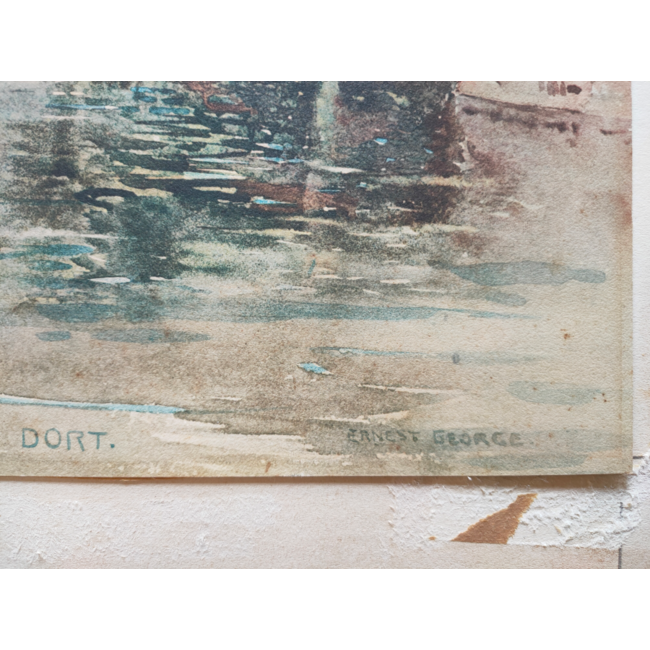 George Ernest 1839-1922 Aquarel - Voorstraathaven - Dordrecht