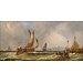 Chambers George (II) 1830- c. 1890 Olieverf "Schepen voor Dordrecht - Oude Maas".
