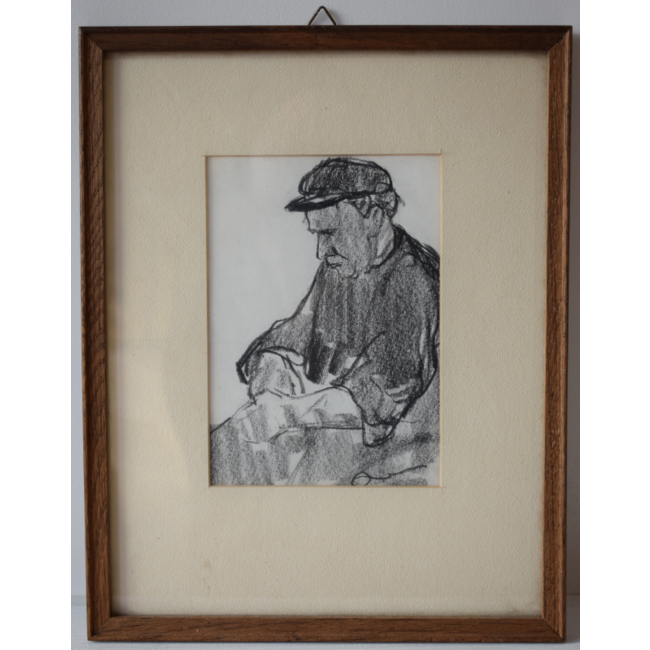 Reus Marinus Pieter 1865-1938 - Tekening - Werkende man met pet