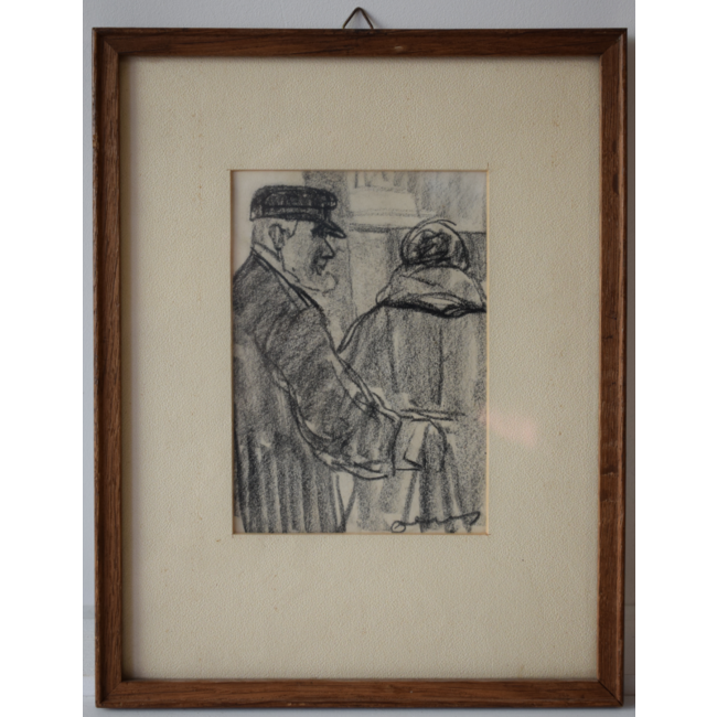 Reus Marinus Pieter 1865-1938 - Tekening - Echtpaar op bezoek