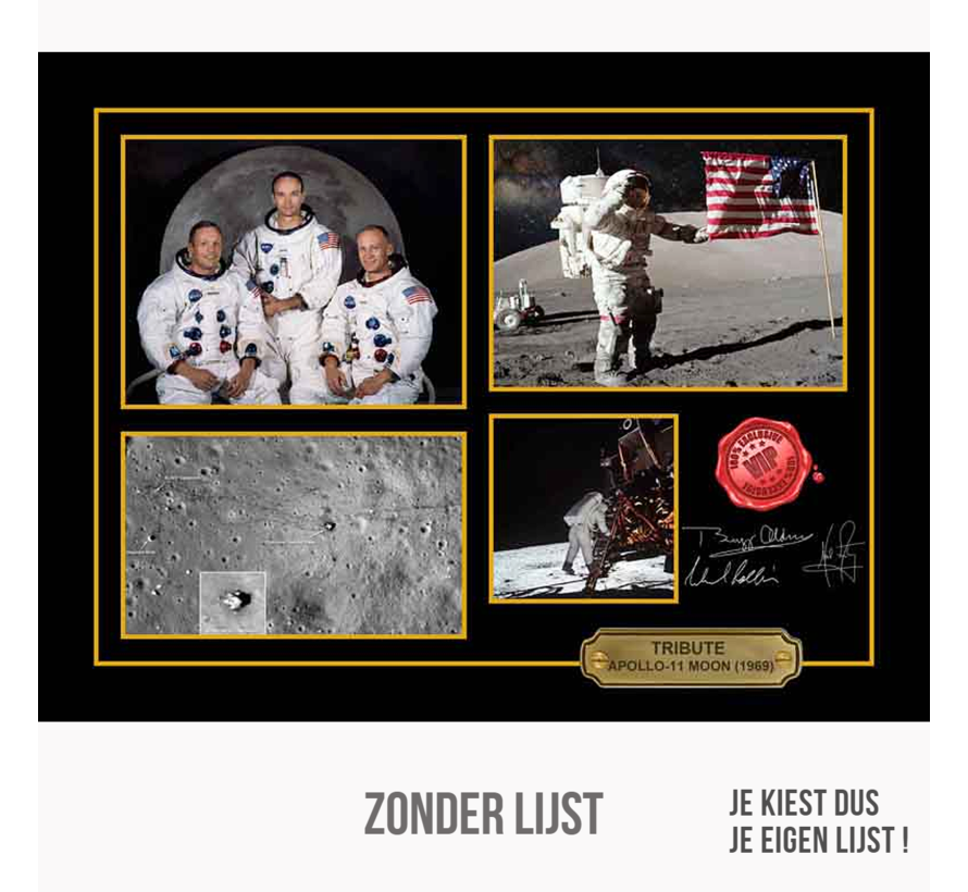 Allernieuwste.nl® Canvas Schilderij VIP Tribute APOLLO 11 Mens op de Maan - Memorabilia CANVAS - 30 x 40 cm