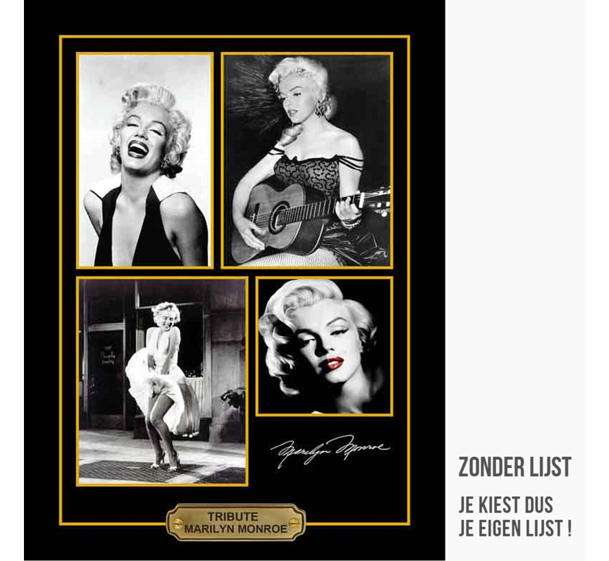 Allernieuwste.nl® Canvas Schilderij VIP Tribute Marylin Monroe - Memorabilia CANVAS - 30 x 40 cm