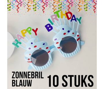 Allernieuwste.nl® Allernieuwste 10 stuks Happy Birthday Zonnebrillen BLAUW - Kinderfeestje - Kinderverjaardag - Uitdeelcadeautje - Weggeefartikel - Verrassing - BLAUW 10 Stuks