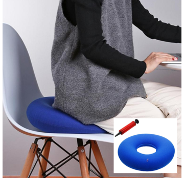 Allernieuwste.nl® Opblaasbaar Rond Zitkussen - Anti Decubitus Comfortkussen - Luchtkussen Stuitkussen - 40 cm Blauw