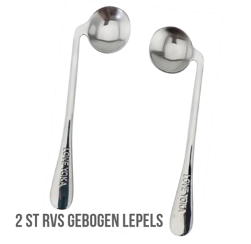 Allernieuwste.nl® 2st Gebogen Schuine Lepels - Aangepast bestek - RVS 17 x 3.8 cm