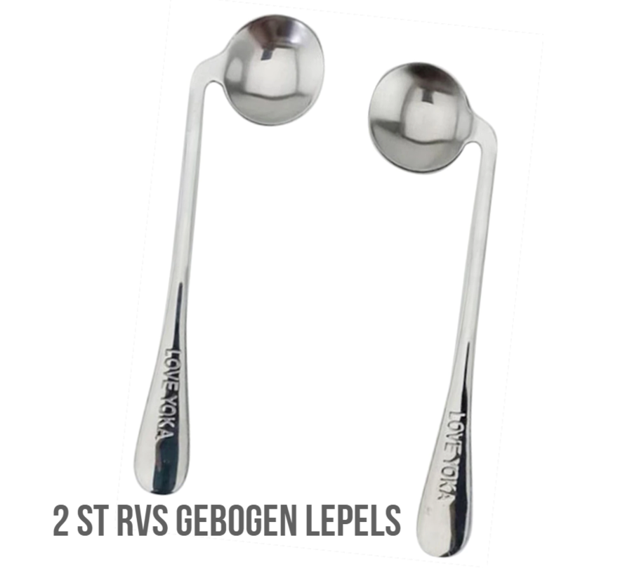 2st Gebogen Schuine Lepels - Aangepast bestek - RVS 17 x 3.8 cm