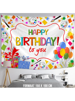 Allernieuwste.nl® Happy Birthday 1 Wandkleed Groot Wandtapijt Wanddecoratie Muurkleed Tapestry - Verjaardag - Kleur - 100 x 150 cm