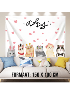 Allernieuwste.nl® KATTEN Urban Loft Wandkleed Groot Wandtapijt Wanddecoratie Minimalisme Muurkleed Tapestry Kitten - Kleur - 150 x 100 cm