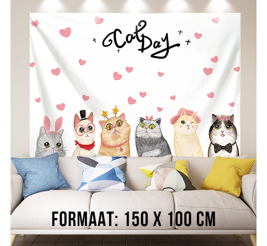 KATTEN Urban Loft Wandkleed Groot Wandtapijt Wanddecoratie Minimalisme Muurkleed Tapestry Kitten - Kleur - 150 x 100 cm