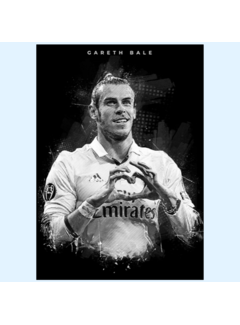 Allernieuwste.nl® Canvas Schilderij Gareth Bale Topscorer Voetbal - Real Madrid - Zwart Wit - 50 x 70 cm