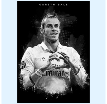 Allernieuwste.nl® Canvas Schilderij Gareth Bale Topscorer Voetbal - Real Madrid - Zwart Wit - 50 x 70 cm
