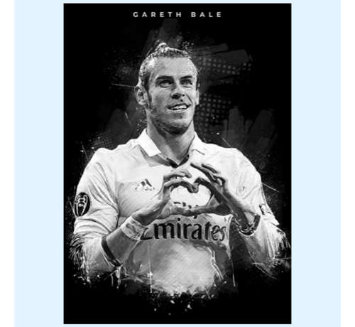 Allernieuwste.nl® Allernieuwste.nl® Canvas Schilderij Gareth Bale Topscorer Voetbal - Real Madrid - Zwart Wit - 50 x 70 cm