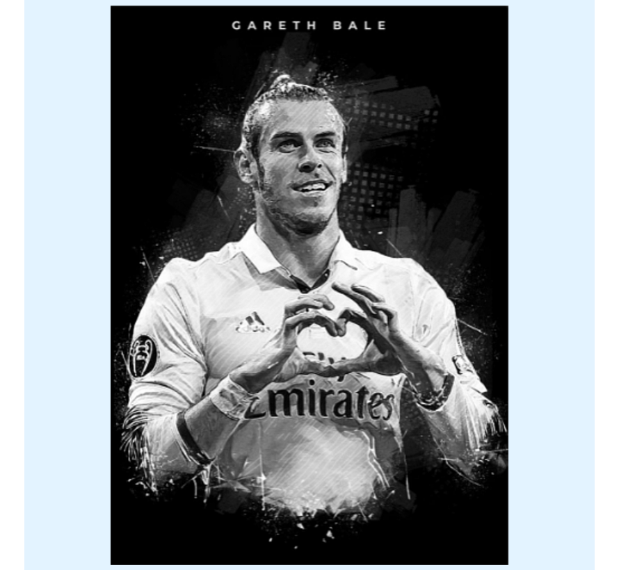 Allernieuwste.nl® Canvas Schilderij Gareth Bale Topscorer Voetbal - Real Madrid - Zwart Wit - 50 x 70 cm