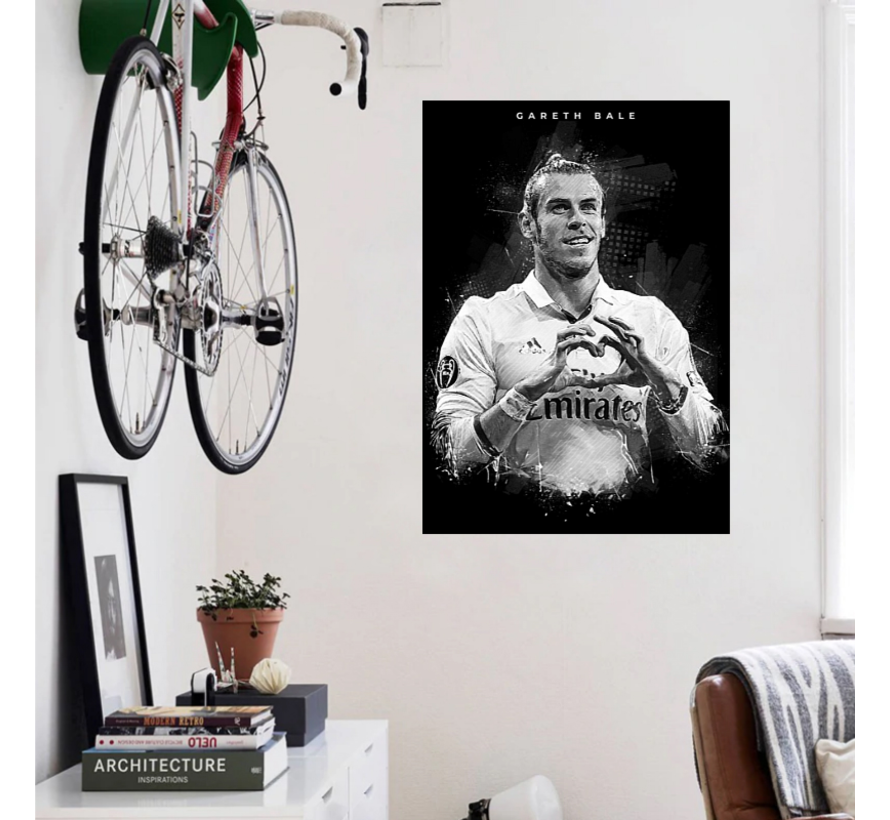 Allernieuwste.nl® Canvas Schilderij Gareth Bale Topscorer Voetbal - Real Madrid - Zwart Wit - 50 x 70 cm