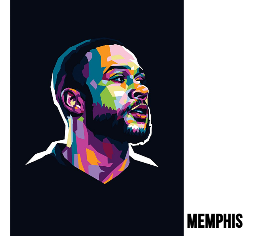 Canvas Schilderij Memphis Depay Prof Voetballer - Voetbal International - Kleur - 50x70cm