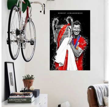 Allernieuwste.nl® Canvas Robert Lewandowski Topscorer - Prof Voetballer - Kleur - 50x70 cm