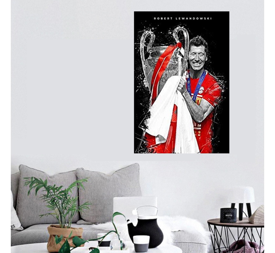 Canvas Schilderij Robert Lewandowski Topscorer - Prof Voetballer - Kleur - 50x70 cm