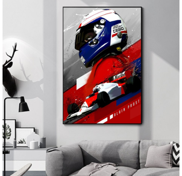 Allernieuwste.nl® Canvas Schilderij Alain Prost Formule 1 Coureur - F1 Grand Prix - Kleur - 50 x 70 cm