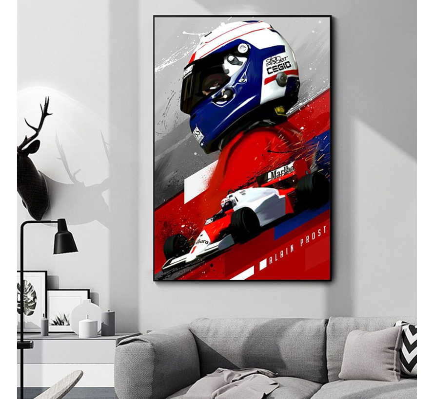 Allernieuwste.nl® Canvas Alain Prost Formule 1 Coureur - F1 Grand Prix - Kleur - 50 x 70 cm