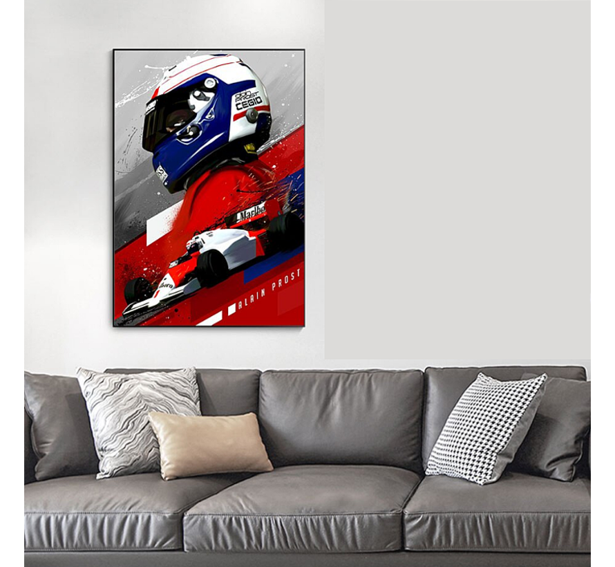 Allernieuwste.nl® Canvas Alain Prost Formule 1 Coureur - F1 Grand Prix - Kleur - 50 x 70 cm