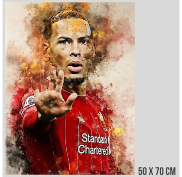 Allernieuwste.nl® Canvas Virgil van Dijk - Prof Voetballer - Voetbal Sport - kleur - 50 x 70 cm