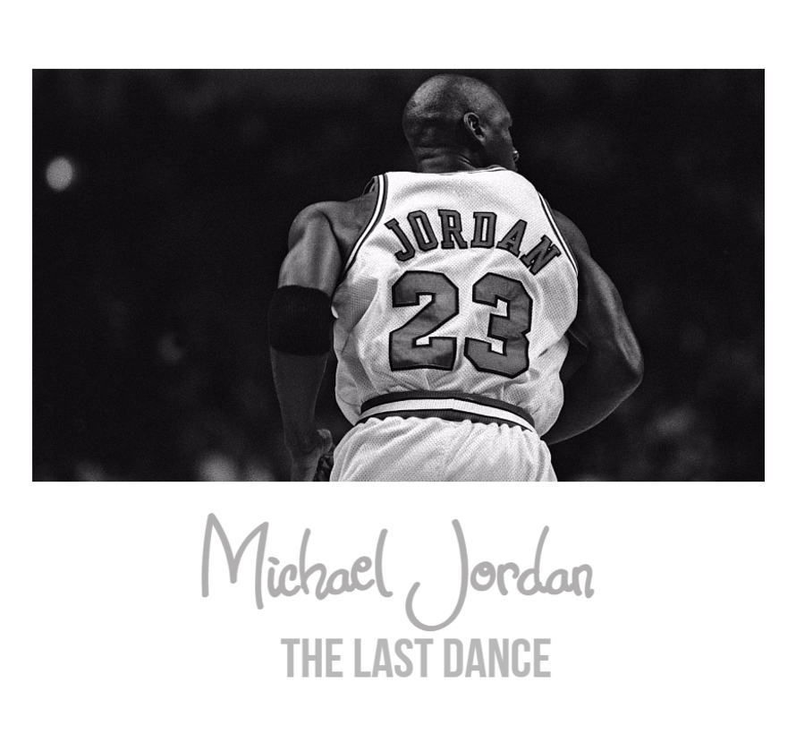 Allernieuwste.nl® Canvas Schilderij Michael Jordan The Last Dance - sport actiefoto - Poster - 50 x 90 cm - Zwart-Wit