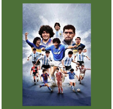 Allernieuwste.nl® Canvas Schilderij Compillatie Legende Maradona - Voetbal Soccer - Poster - 50 x 75 cm - Kleur